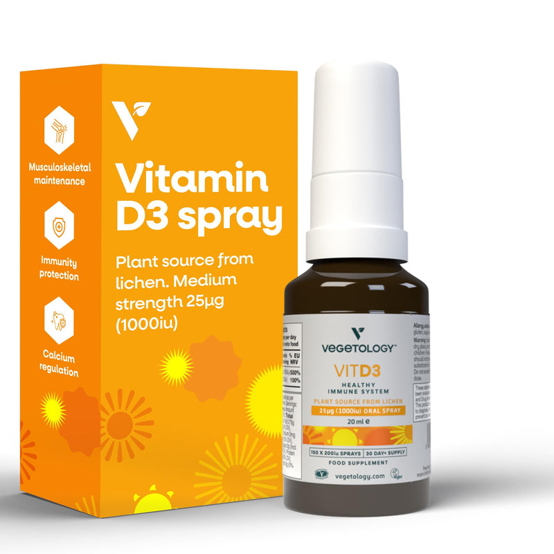 Vegetology Vitashine Vegan Vitamin D3 Spray, 1000IU, Sourced from Lichens, Supports Bones, Muscles and Immunity, Made in UK, for All Ages, 30 Day Supply
