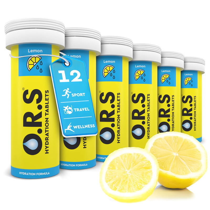 O.R.S Hydration Tablets with Electrolytes, Vegan, Gluten and Lactose Free Formula – Soluble Sports Hydration with Natural Lemon Flavour, 72 Count Lemon, 72 12 count (Pack of 6)