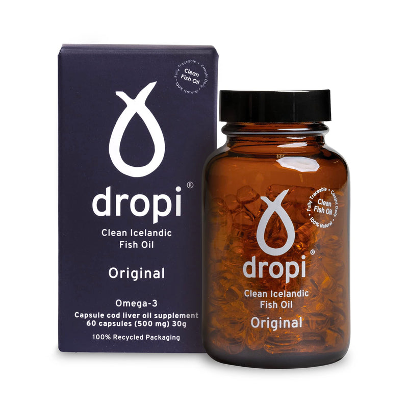 Dropi Icelandic Fish Oil - Extra Virgin Cod Liver Oil (EVCLO) - Natural Source of Vitamin A & D3 - Cold-Processed, Traceable & Pure from the Westfjords Pristine Atlantic Fishing Grounds (60 x 500mg) Unflavoured 60 count (Pack of 1)