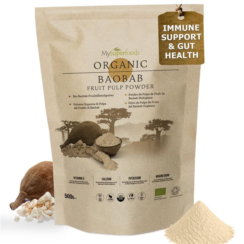 MySuperfoods Organic Baobab Powder 500g | Immune Support | Gut Health & Blood Sugar Control 500 g (Pack of 1)
