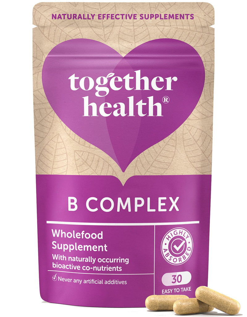 B-Vitamin Complex – Together Health – Whole Food Nutrients - 8 Essential B Vitamins - Vitamin C – Vegan Friendly – Made in The UK – Pack of 2-60 Vegecaps 60 Count (Pack of 2)