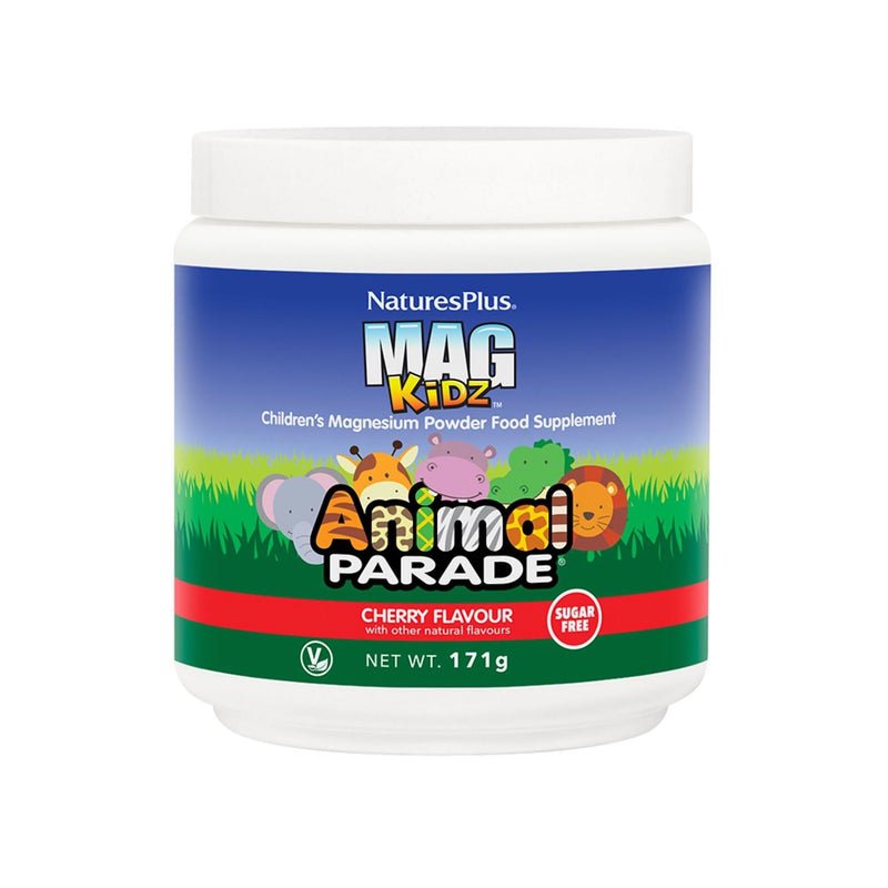 NaturesPlus Animal Parade MagKidz Children’s Magnesium Supplement - Natural Cherry Flavour, Teeth, Bones and Muscle Support for Children's Health - Gluten Free, Vegan - 171 g Powder 171 g (Pack of 1)