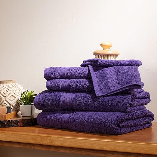 [Australia] - Quality Linen and Towels 100% Egyptian Cotton 600gsm Extra Soft Kensington Stripe Bath Sheet Towel Aubergine 