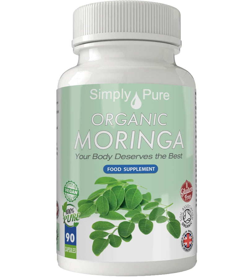 Organic Moringa Oleifera for Heart Health | 500mg Capsules x 90 | 100% Pure Soil Association Certified | Gluten Free | GM Free | Vegan