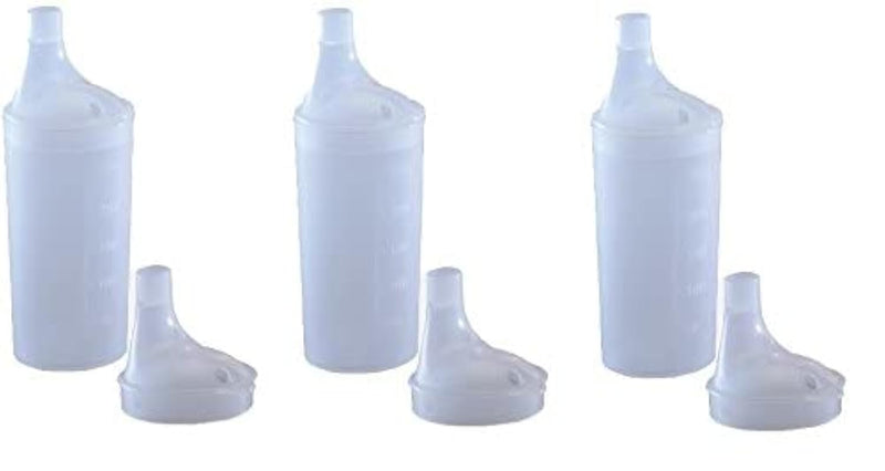 Plastic Feeding Cup with 2 LIDS - Adult Feeder Beaker with Large and Narrow spout - Hospital Mug. (3) 3