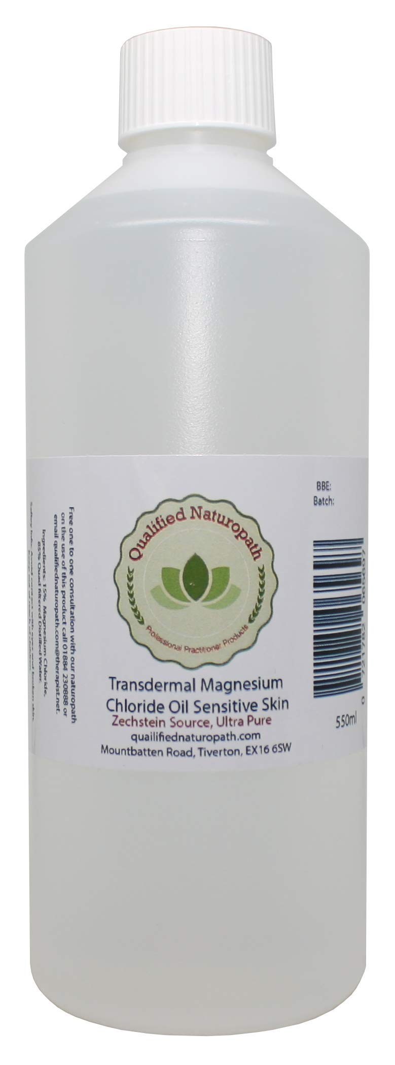 Magnesium Oil 550ml (Sensitive Skin) - Pure Transdermal Magnesium Chloride Oil - Zechstein Sourced