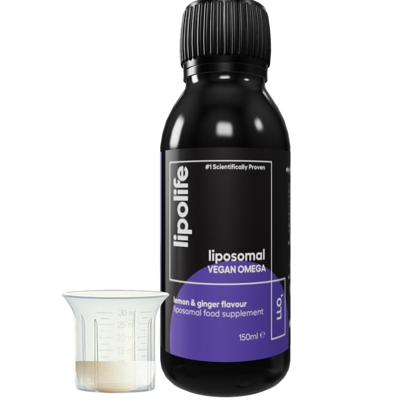 Liquid Vegan Omega 3 Liposomal Supplement. Lemon & Ginger Flavour. High DHA Ratio. Life's Omega for Brain, Heart and Immune Health. 30 Day Supply. lipolife 150 ml (Pack of 1)