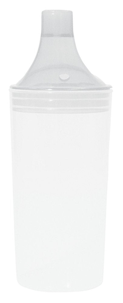 Drinking/Feeding Cup with 2 Spouts and Straw Holes Small/Narrow Spout allows for drinking Liquids, Larger/Wider Spout for more Solid or Blended Food Easy to hold and use Reduces risk of Spillage