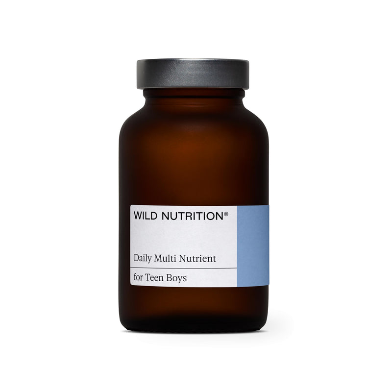 WILD NUTRITION Food-Grown Teen Boy Daily Multi Nutrient | Multivitamin for Teens Boys with Zinc, Selenium, Folate and More to Support Strong Bones, Brain Health, and Hormone Balance | 60 Capsules Teen Boys