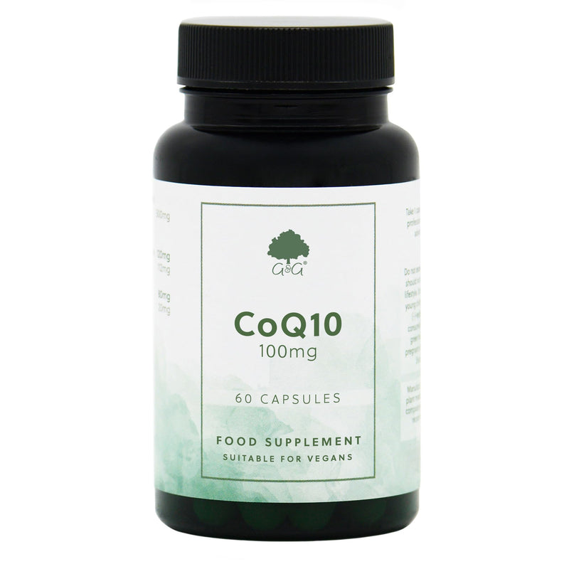G&G Vitamins CoQ10 100mg Supplement - Ubiquinone Form - Natural Energy, Heart & Mitochondrial Support - 60 Vegan Capsules - Made in the UK