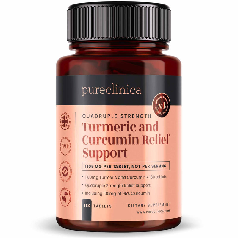 Turmeric and Curcumin - 1100mg x 180 Tablets - Including 95% Curcumin - with 5mg Black Pepper Extract - 6 Months Supply 180 Count (Pack of 1)