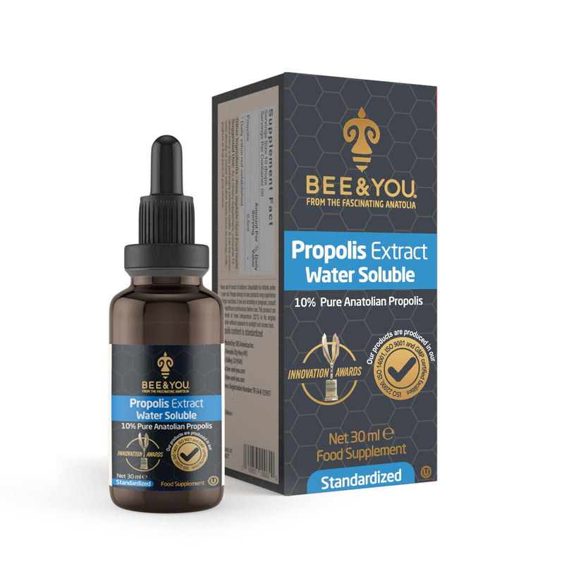 Bee and You Natural Propolis Extract%10, Water Soluble Drops, High Potency, Ultra Pure, Immune Support Supplement, Antioxidants, Natural Detox, Gluten-Free, 1 Fl Oz