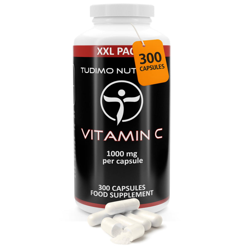 Vitamin C 1000mg Capsules - 300 pcs (10 Month Supply) of Rapidly Disintegrating Capsules, Each with 1000mg of Premium Quality & Pure Ascorbic Acid (VIT C) Powder in Large Family XXL Pack 300 count (Pack of 1)