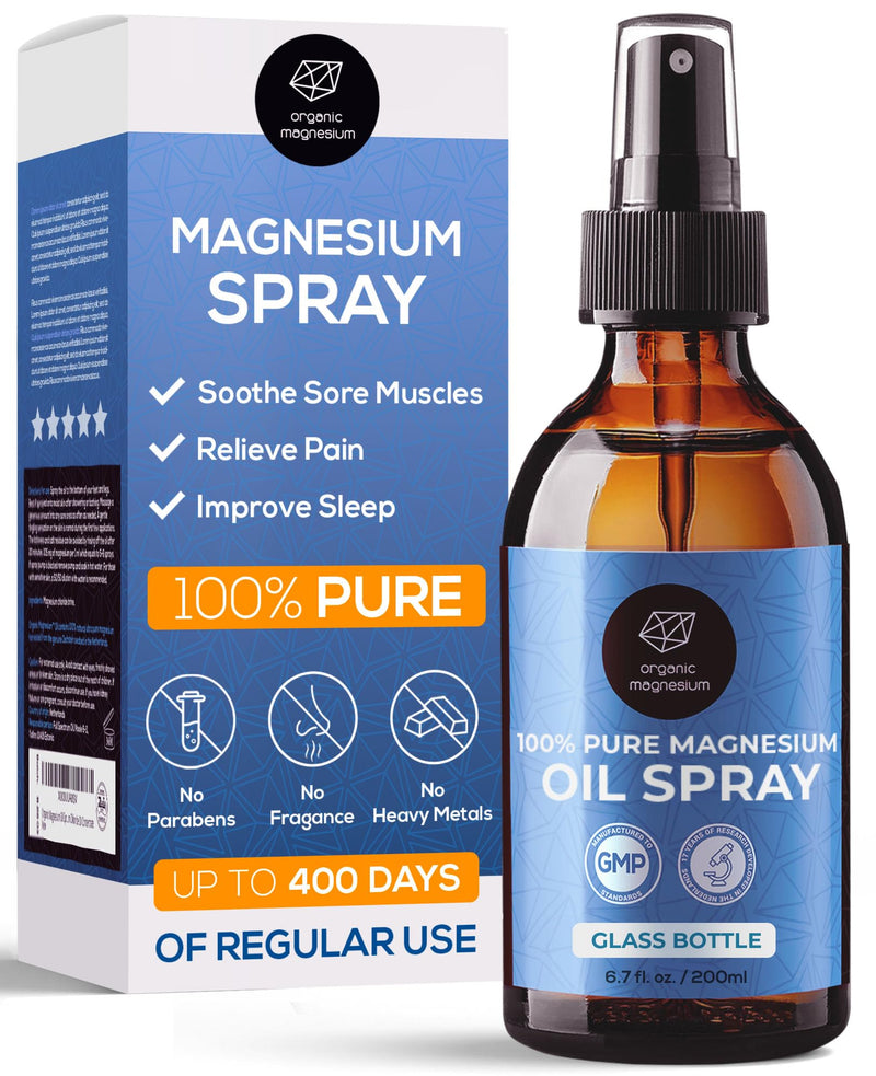 Magnesium Spray for Restless Legs, Muscle Cramps, Joints & Sleep – Topical Magnesium Oil for Feet & Body – Zechstein Source – 100% Natural & Ultra Pure – 200ml Glass Bottle 200 ml (Pack of 1)