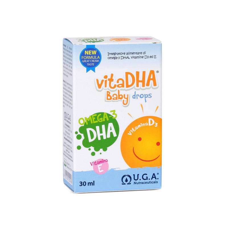 VitaDHA Baby Drops Omega 3 Liquid for Infants and Toddlers (0 to 2 Years) - Algae Oil Omega3 Drops for Kids with Vitamin D3 and E - 30ml Milk and Cream Flavour