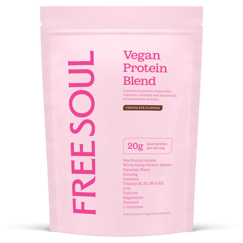 Free Soul Vegan | Formulated for Women | 600g | 20g Protein with Added Nutrients | Gluten & Soy Free Plant-Based Nutrition Shake | Pea & Hemp Isolate Protein | Chocolate Flavor, Packaging May Vary 20 Servings (Pack of 1)