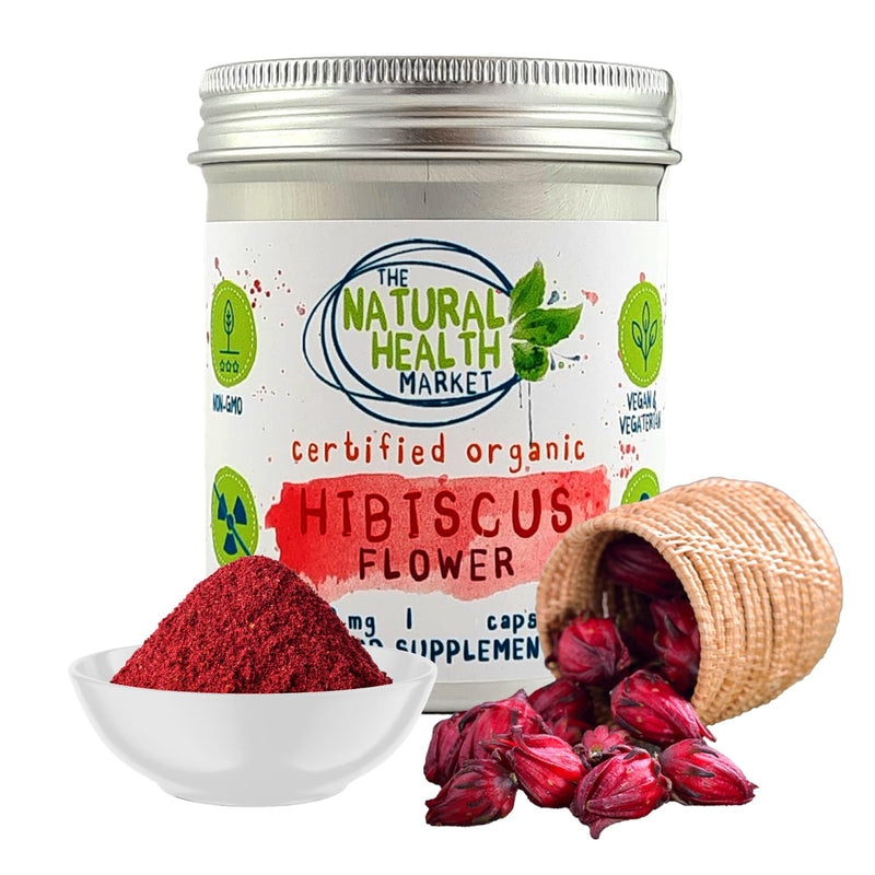 Organic Hibiscus Flower 700mg Capsules • Soil Association Certified Organic (120 Capsules) 120 count (Pack of 1)