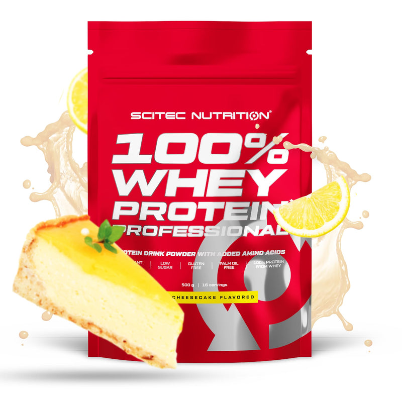 Scitec Nutrition 100% Whey Protein Professional – Enhanced with Extra Amino Acids & Digestive Enzymes – Gluten-Free – Palm Oil Free, 500 g, Lemon Cheesecake