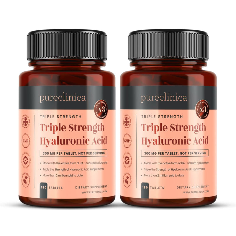 Triple Strength Hyaluronic Acid 300mg x 360 Tablets (2 Bottles of 180) - 12 Months Supply. 300% Stronger Than Any Other HLA Tablet. 180 count (Pack of 2)