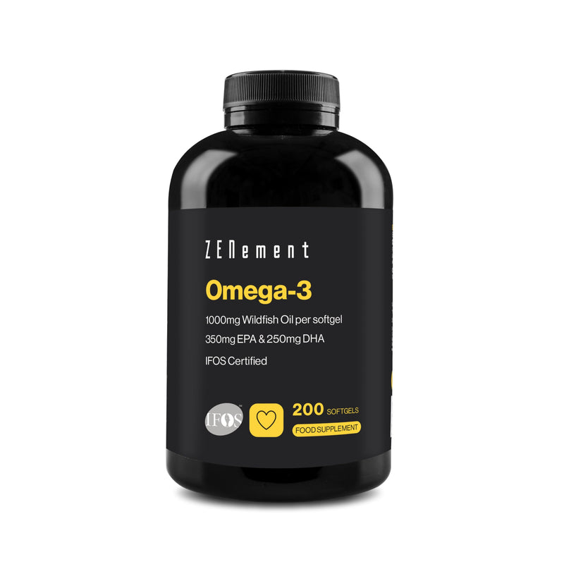 Omega 3 IFOS – 2000 mg (EPA 700 mg + DHA 500 mg) per Daily Dose (2 Softgels) – Supports Normal Triglyceride Levels – with Natural Vitamin E Antioxidant – Zenement