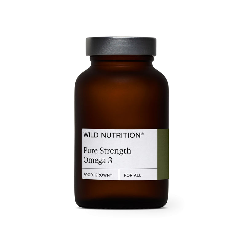 WILD NUTRITION Food-Grown® Pure Strength Omega 3 Supplement | Fish Oil Capsules with 250mg of DHA & EPA | Fish Oil Omega 3 Fatty Acid Supplements | 120 Capsules Adult