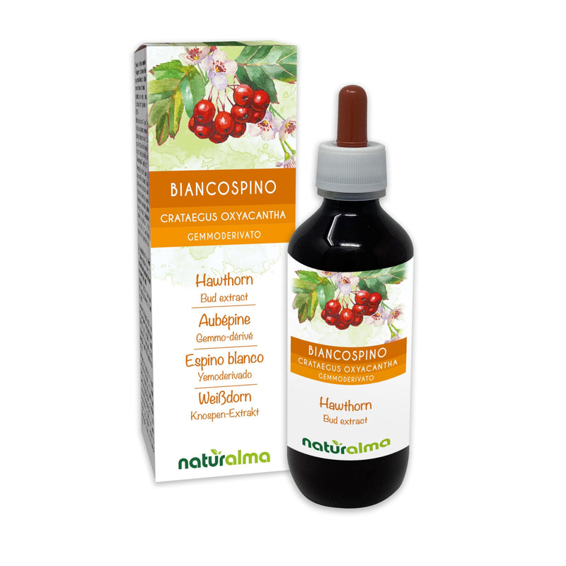 Hawthorn (Crataegus oxyacantha or C. laevigata) Alcohol-Free Bud Extract from Fresh Buds Naturalma - Liquid Drops 200 ml - Food Supplement - Vegan 200 ml (Pack of 1)
