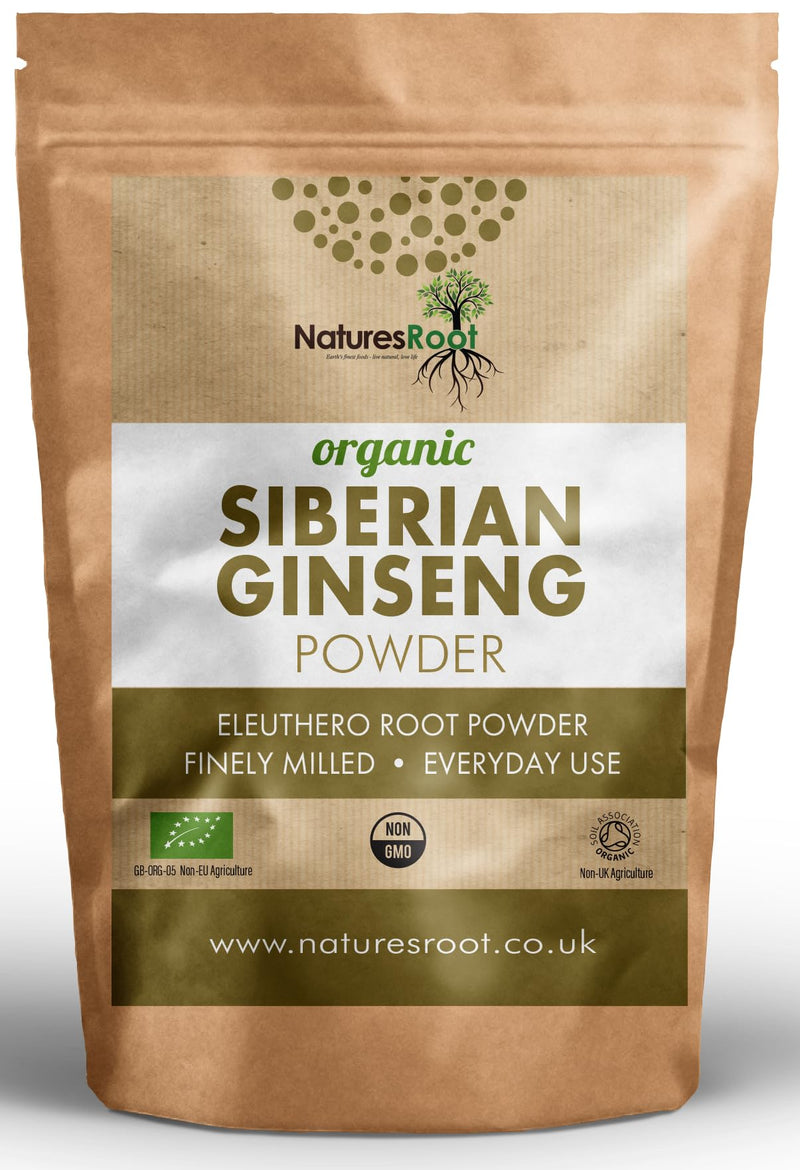 Natures Root Organic Siberian Ginseng Powder 500g - Boost Stamina & Immunity | Vegan | Non GMO | Raw 500 g (Pack of 1)