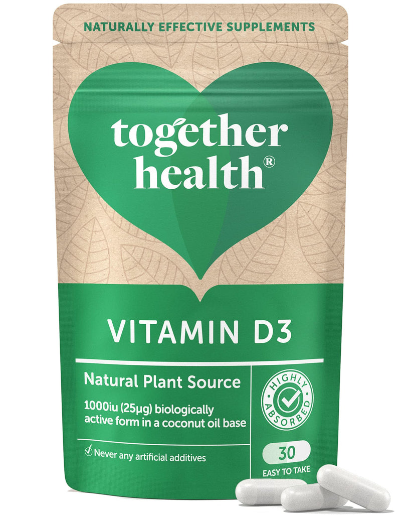 Vitamin D3 – Together Health – 1000iu Vitamin D3 – from Wild-Grown Lichen – Vegan Friendly – Made in The UK – Pack of 3-90 Vegecaps 90 Count (Pack of 3)