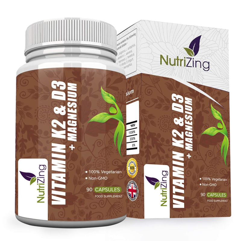 Vitamins D3 K2 Capsules - 3000IU Vitamin D3, 150mcg VIT K2 (MK-7) - Made in UK by NutriZing - Supports Maintenance of Immune System & Contributes to Normal Bones 90 count (Pack of 1)
