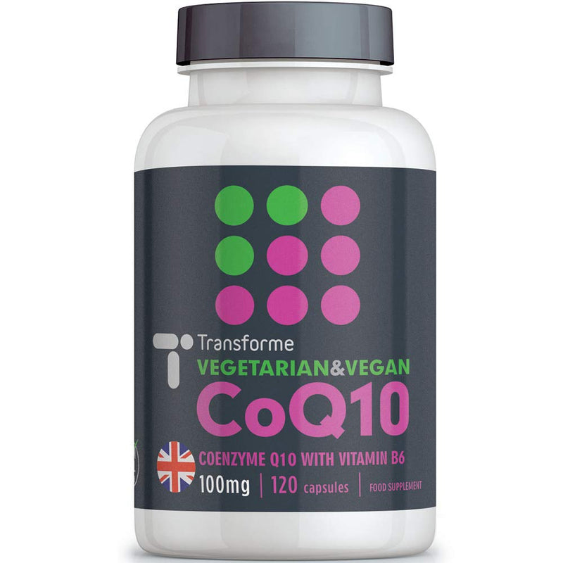 Transforme CoEnzyme Q10 100mg with Vitamin B6 | Vegetarian & Vegan | 120 CoQ10 Naturally Fermented Capsules | Natural Ingredients | Dairy & Gluten Free | Made in the UK