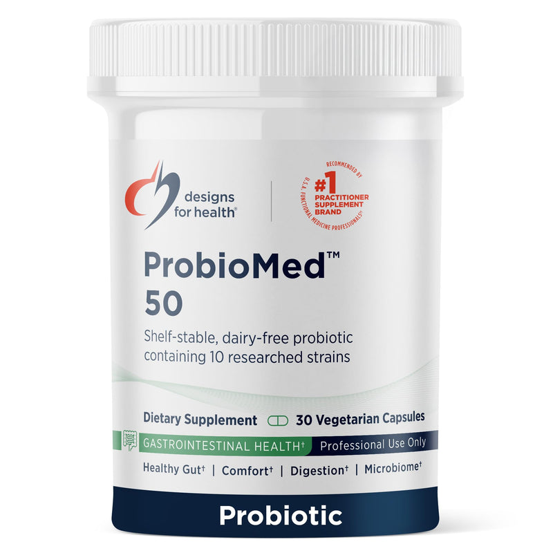 Designs for Health ProbioMed 50 – 50 Billion CFU, Broad Spectrum Gut Bacteria Blend - 10 Strains - Vegan, Shelf-Stable, Gluten Free, Non-GMO - 30 Capsules