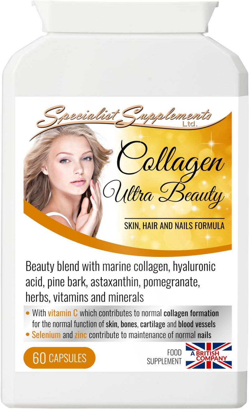 Collagen Ultra Beauty Marine Collagen, Herbal and Nutrient Complex, 60 Capsules