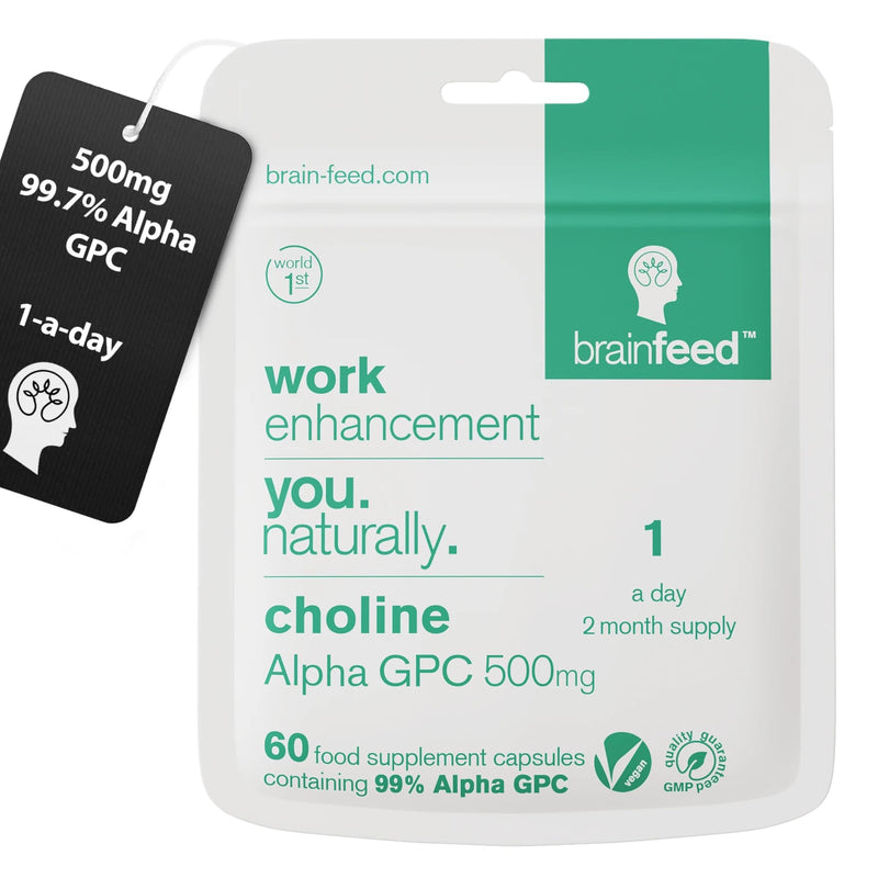 Alpha GPC Capsules (60) | 1-a-Day | 99.7%* Alpha-GPC Choline Supplement | 500mg | Nootropic Alpha Brain Support | Acetylcholine Supplement 60 Count (Pack of 1)