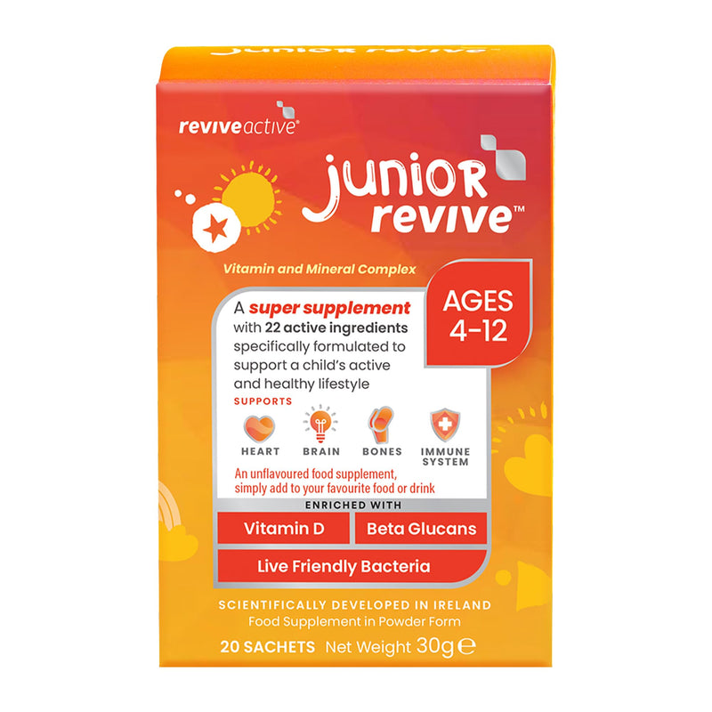 Junior Revive Unflavoured, Kids Multivitamin - 22 Active Ingredients - 1 Daily Sachet - Childrens Vitamin & Mineral Complex - Supports Heart Health, Mental Performance and Immune System - 20 Sachets