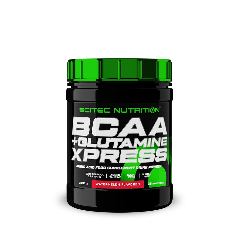 Scitec Nutrition BCAA + Glutamine Xpress – Essential Amino Acid Blend – with 5g 2:1:1 BCAAs – 5g Glutamine – Fortified with Taurine, 300 g, Watermelon 300 g (Pack of 1)