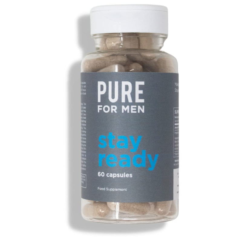 Pure for Men Original Cleanliness Stay Ready Fiber Supplement, 60 Vegan Capsules, Helps Promote Digestive Regularity. Psyllium Husk, Aloe Vera, Chia Seeds, Flaxseed, Proprietary Formula 60 count (Pack of 1)