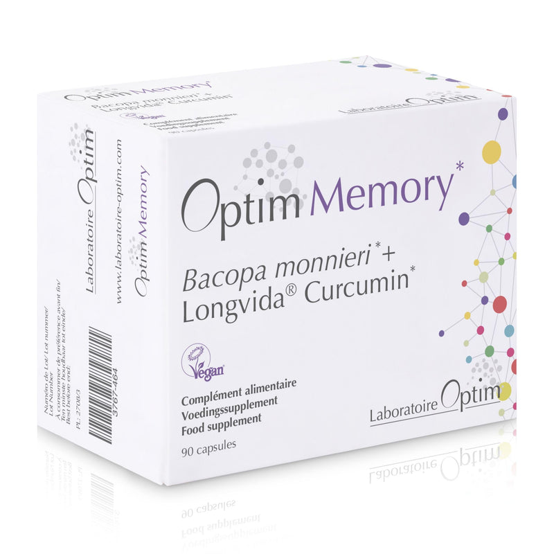 OPTIM Memory – Bacopa Monnieri Brahmi & Longvida Curcumin Capsules for Brain & Focus Support for Adults & Students, 90 Vegan Capsules - SOYA Free