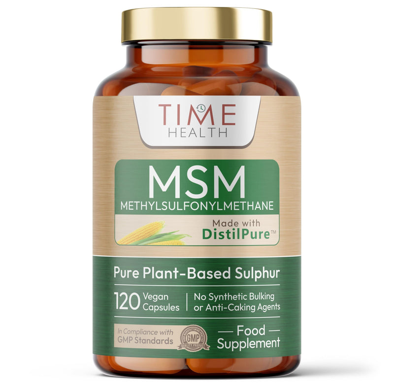 DistilPure MSM - Plant-Derived Sulphur 1000mg Capsules - UK Manufactured - Zero Additives - Pullulan - 120 Capsules 120 count (Pack of 1)