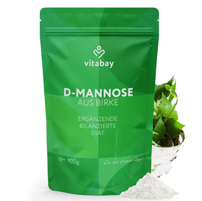 Vitabay D-Mannose Powder from Birch – 100 g – 100% Pure Powder No Additives – Natural Birch Extract – Vegan & Lab Tested in Germany – Approx. 1.5 Month Supply 100 g (Pack of 1)