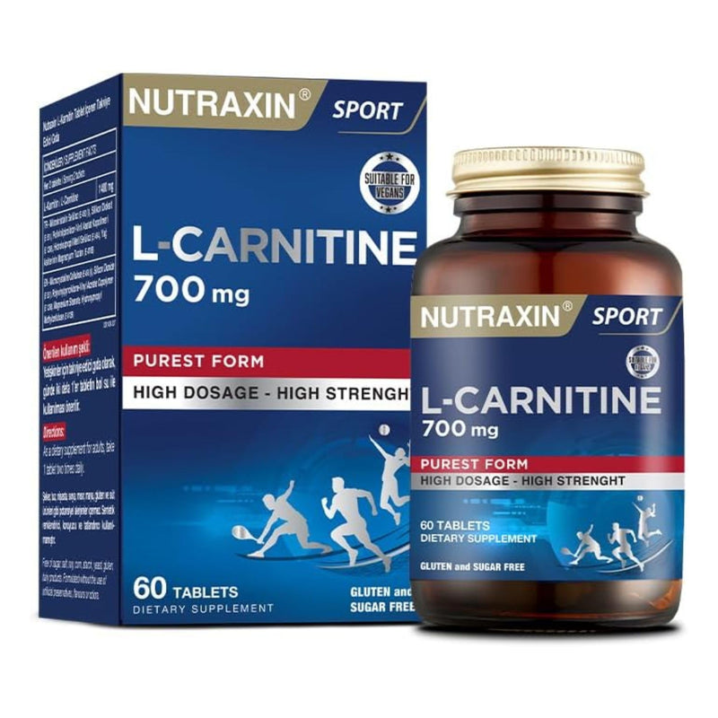 Nutraxin L-Carnitine, 60 Tablets - 1400mg L-carnitine per Serving - Allergen-Free, No Artificial Additives, Non-GMO, Halal Certified, GMP Manufactured - Take One Tablet Twice Daily