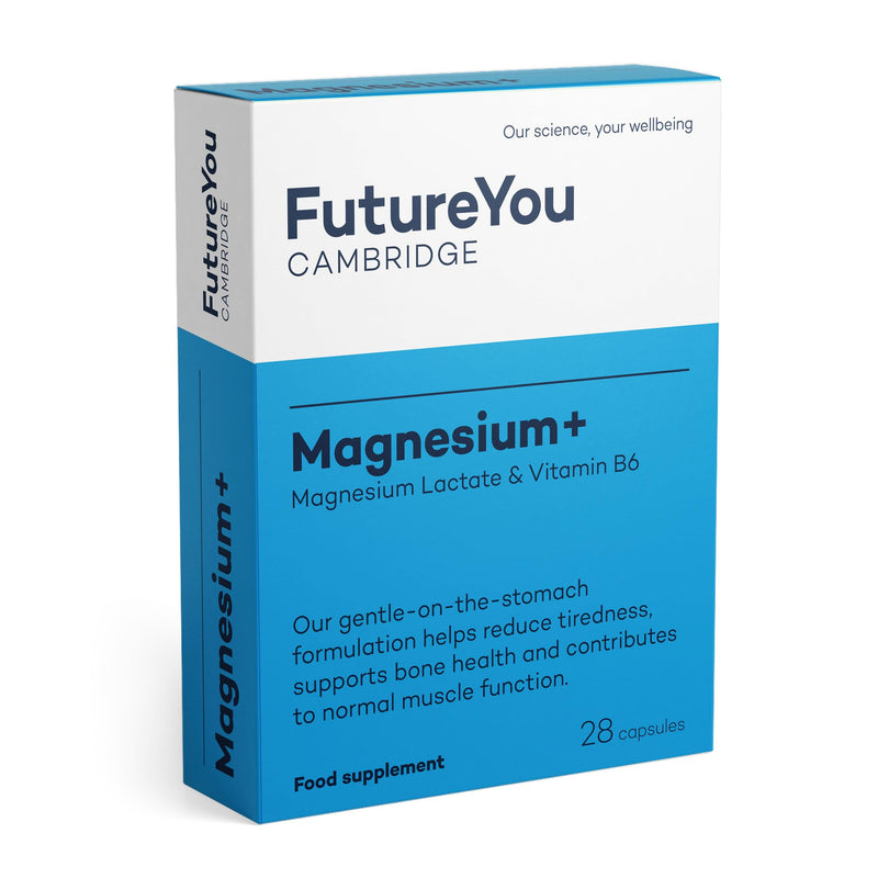 Magnesium+ 575mg Supplement – 28 High Strength Capsules – Magnesium Lactate & Vitamin B6 Health Supplements to Reduce Tiredness & Support Bone Health – Supplements by FutureYou Cambridge 1 count (Pack of 28)