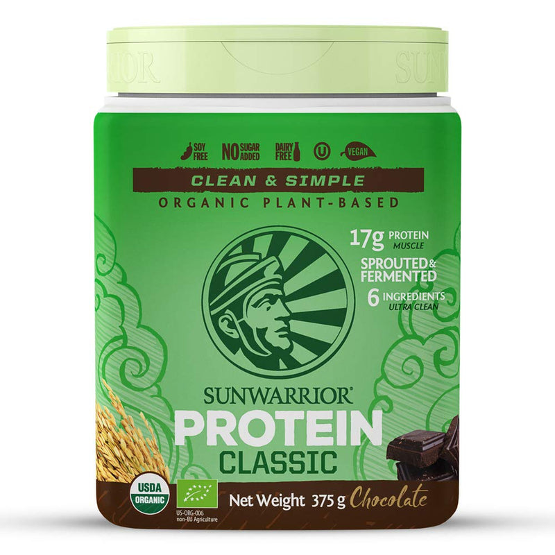 Sunwarrior Brown Rice Protein Powder with Bcaa & Amino Acids Raw Rice Protein Shake Gluten Free Low Carb Dairy Free | Plant Based Classic Sprouted Brown Rice Protein Powder Chocolate 375g