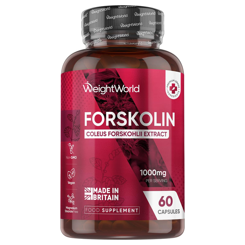 Forskolin Capsules 1000mg - 60 Vegan Capsules - Coleus Forskohlii Extract - Suitable for Keto & Low-Carb Diets - Allergen-Free & Non-GMO - Forskolin Supplement for Men & Women 60 count (Pack of 1)