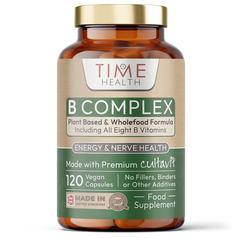 Vitamin B Complex - Whole Food & Plant-Derived - Natural, Non-Synthetic B Vitamins - Highly Bioavailable - Methylated B9 & B12 - Cultavit® - Zero Additives - UK Made - Pullulan (120 Capsule Pouch) 120 count (Pack of 1)