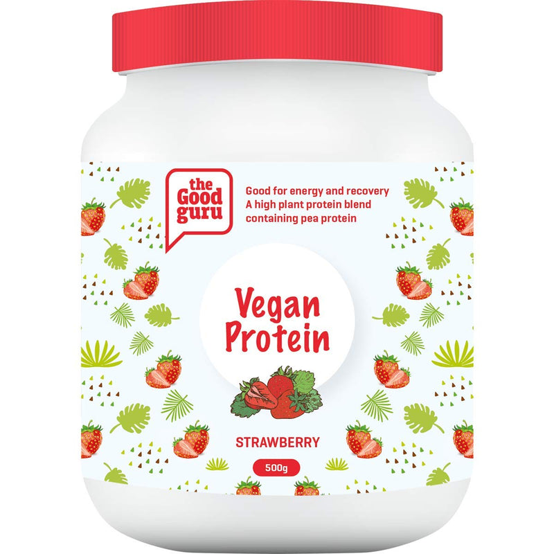 Vegan Protein Powder Blend | Contains Organic Turmeric | Organic Pea Protein Powder | Lactose Free | Dairy Free Shake in Vanilla, Strawberry, Wild Berries & Coconut (Strawberry)