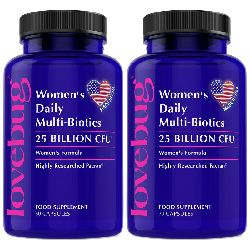 Lovebug Women’s Daily Multi-Biotics | Clinically Studied Ingredients | Multi-Strain 25 Billion CFU | 30 Capsules