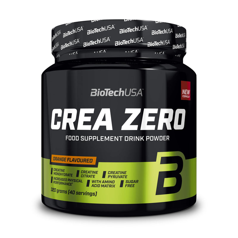 BioTechUSA Crea Zero | Sugar-Free Creatine Drink Powder | Added BCAAs, Vitamins, Minerals, 320 g, Orange