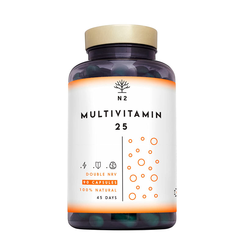 Vitamin C and D - HIGH DOSE 200% of the Recommended Daily Value - Multivitamin 25 Vitamins & Minerals Zinc Magnesium Vitamin E B1 B12 B6 - Women Men 90 Capsules N2 Natural Nutrition
