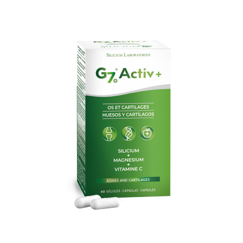 G7 Activ +. Improved Formula. Silicon Supplementation with Vitamin C and Magnesium which Improves The Maintenance Normal Bones and Joints. Extra Energy Supply and Vitality. 60 Capsules.