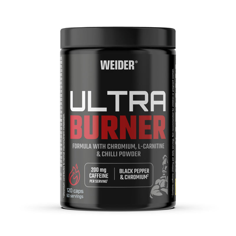 Weider Ultra Burner 120 caps, Powerful thermogenic Formula, with Plant extracts and Caffeine, L-Carnitine, Chromium and Vitamin B6, 100% Vegan